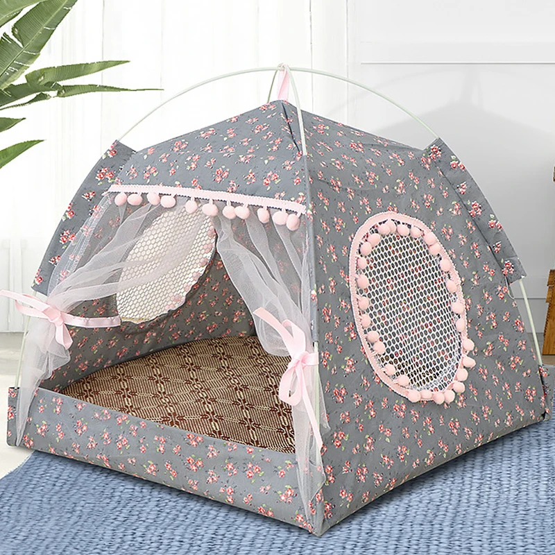 

Cute Pet Bed for Cats Puppy Dog House Bed Breathable Summer Tent Cat Beds for Rabbits Hamster Cat Pet House for Cat Dog Supplies