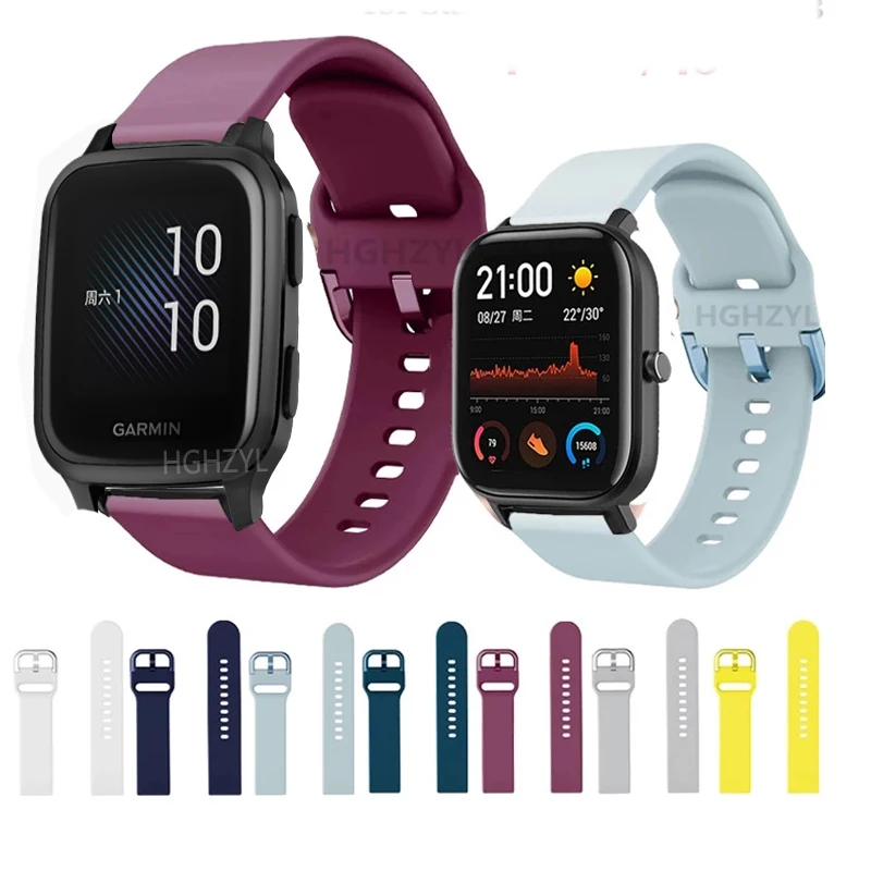 Ремешок для наручных часов Garmin CAME SQ силиконовый браслет Vivoactive3 4 Forerunner245 Amazfit BipS/U GTS