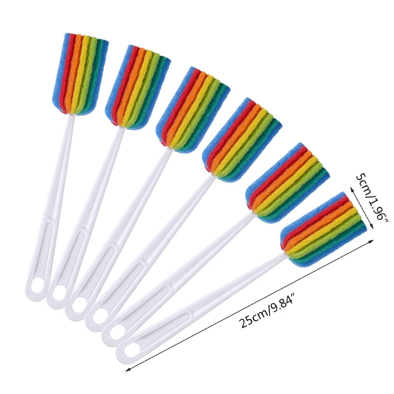 

H7JB 6 Pcs Sponge Cleaning Brushes Water Bottle Cup Mug Cleaner Washing Brush for Coffee Glasses Pot Winebottle