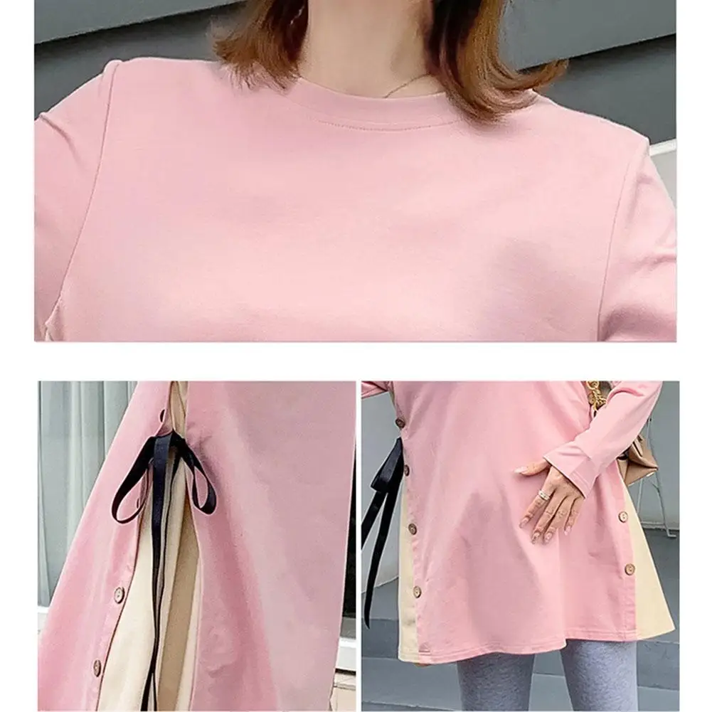 DSstyles 2 шт./компл. свободный для беременных топ с длинными рукавами регулируемые