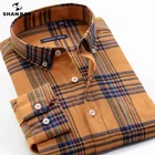 Осень-зима 2021, толстая теплая рубашка SHAN BAO из 100% хлопка, Классическая брендовая деловая повседневная мужская Свободная рубашка в клетку с длинными рукавами