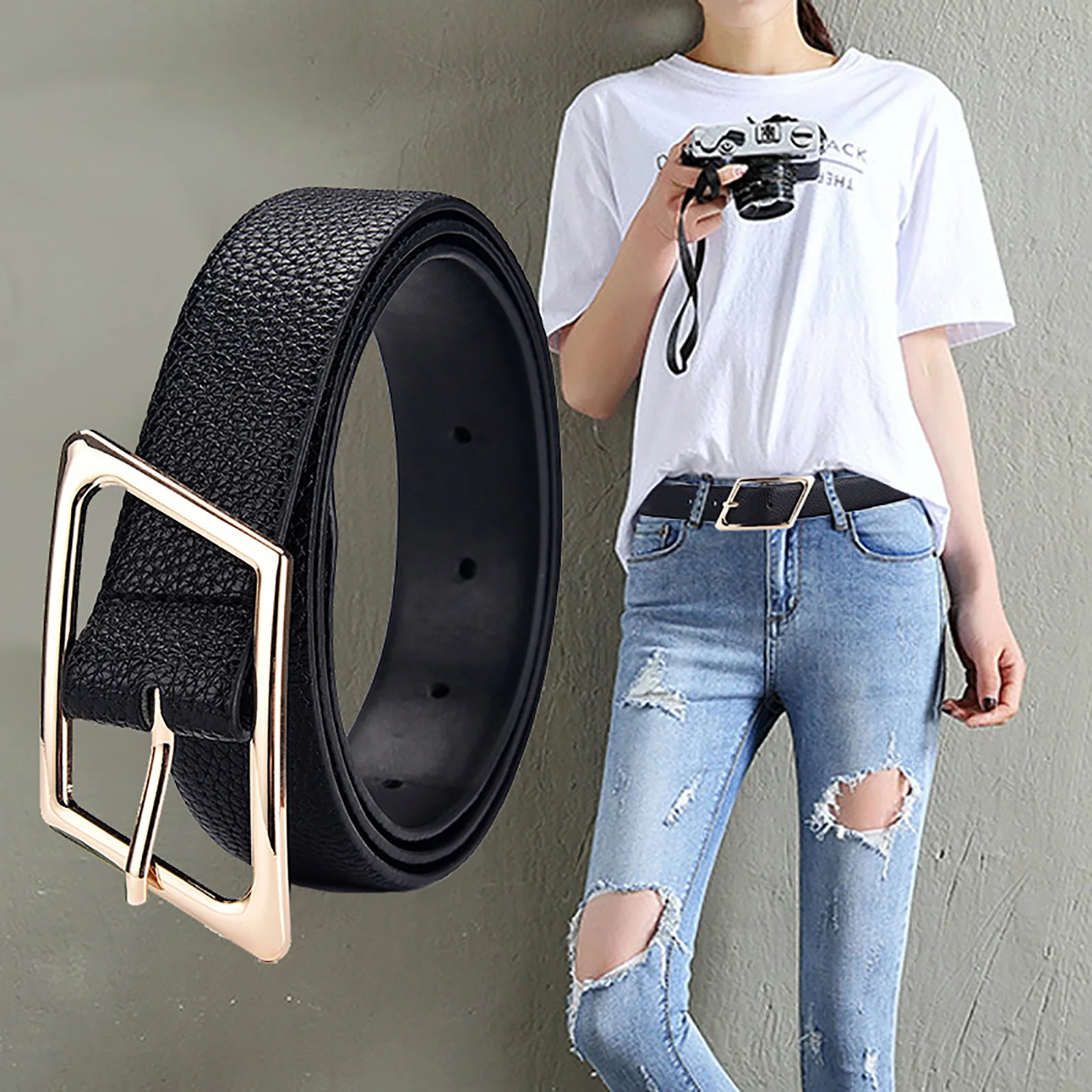 

Leather Belts for Women Fashion Designer Pin Buckle Ladies Girdle Female Jeans Overalls Streewear Strap Blue Coffee