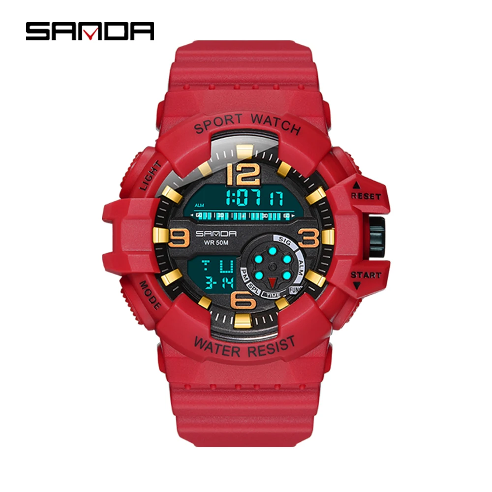 

SANDA Luxury Brand Mens Sports Watches Dive 50m Digital LED Military Watch Men Casual Electronics Wristwatches Relojes Hombre