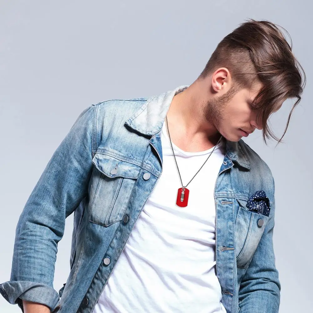 BONISKISS Fashion Men Military Army Bullet Charm Dog Tags Chain Pendant Necklace Customized Personalized Jewelry Gift | Украшения и
