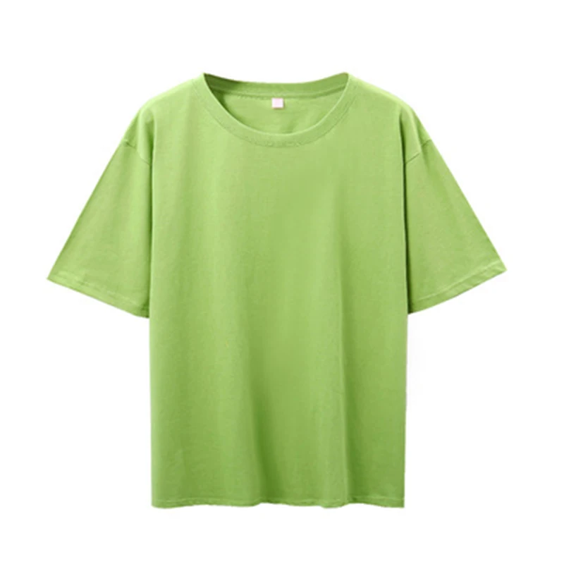 

Однотонная хлопковая Базовая футболка высокого качества, женская Свободная Повседневная футболка с круглым вырезом для женщин, женские то...