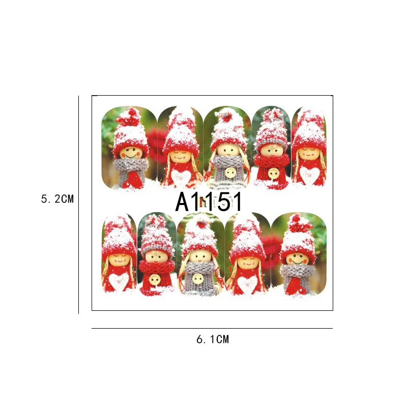 

12 sheets/set Christmas Water Transfer Nail Stickers Full Wraps Nail Art Decals Snowman Elk Santa Designs Manicure Decoration