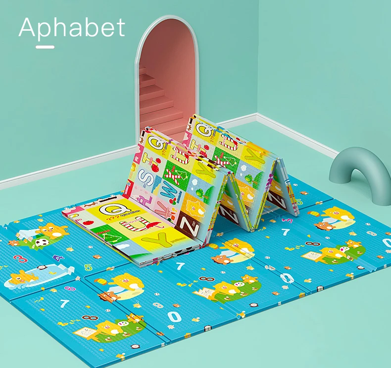 Складывающийся игровой коврик Miamumi с изображением животных алфавита, игровой коврик для малышей, одеяло для ползания, Складывающийся коврик, утолщенные коврики 1,5 см