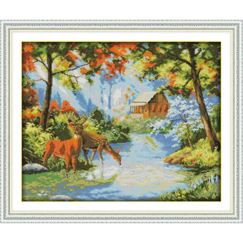 Набор для вышивки крестом Joy Sunday deer набор рукоделия из ткани DMC 14ct 11ct|Упаковка| |