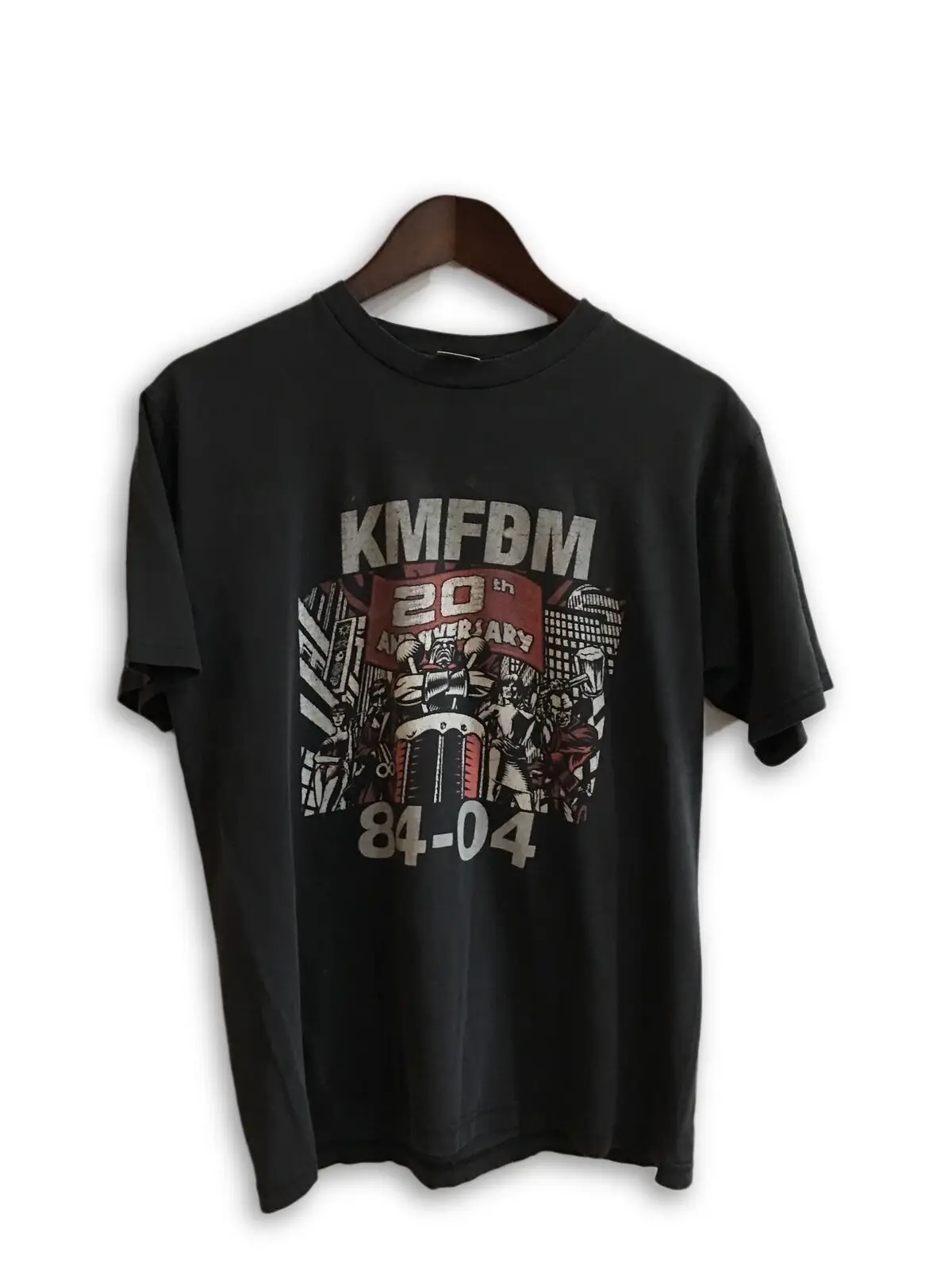 Футболка мужская приталенная черный цвет 90s KMFDM 84 04 20 юбилей для взрослых Размеры S