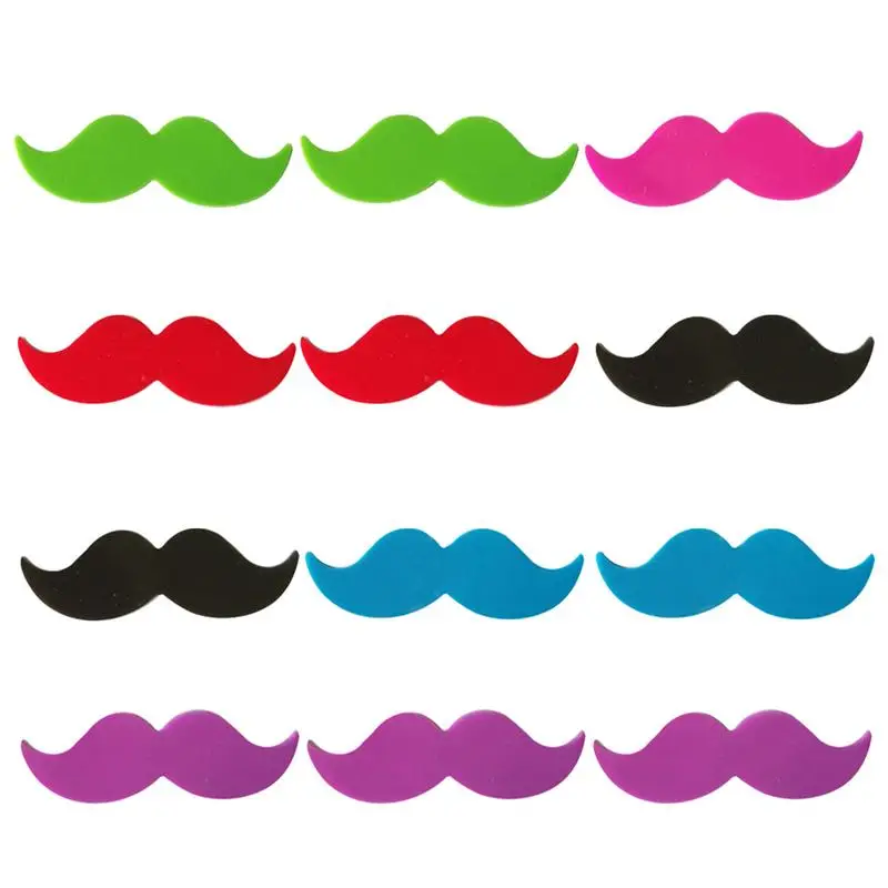 12 шт. маркер стакан для вина креативные усы силиконовая наклейка винный