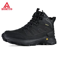 humtto genuine leather waterproof hiking boots breathable outdoor man hunting climbing shoes men women trekking mens sneakers