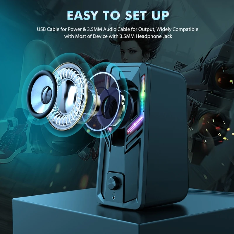 

H054 7.48in Heigh Portable Speakers Cases Player Connect with Phone Tablet Laptop PC Long-term Use Subwoofer Super Bass Boom