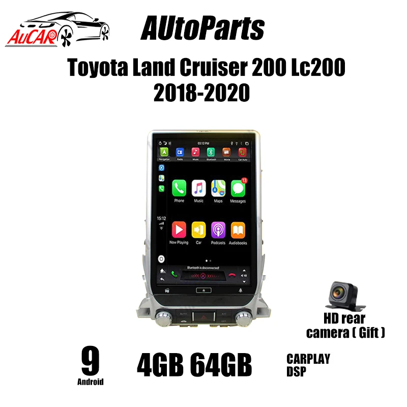 

KUKUZ Tesla экран Android 9 13,6 "для TOYOTA LAND CRUISER 200 LC200 2018-2020 Автомобильный мультимедийный GPS навигатор стерео Carplay 4G + 32G PX6