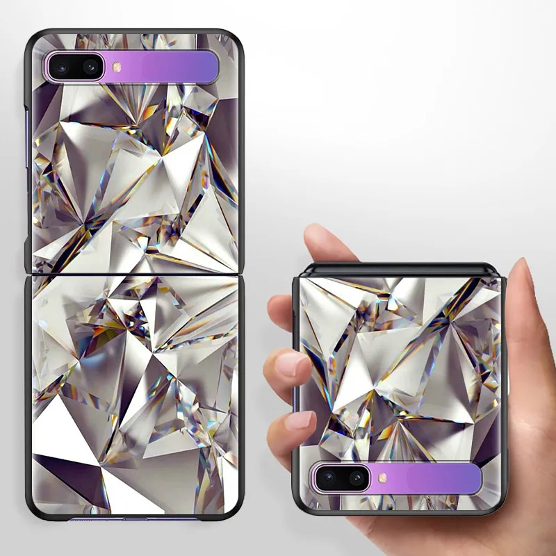 hot diamond pc case for samsung galaxy z flip 5g black hard plastic carcasa phone coque folding and splitting fashion housing free global shipping