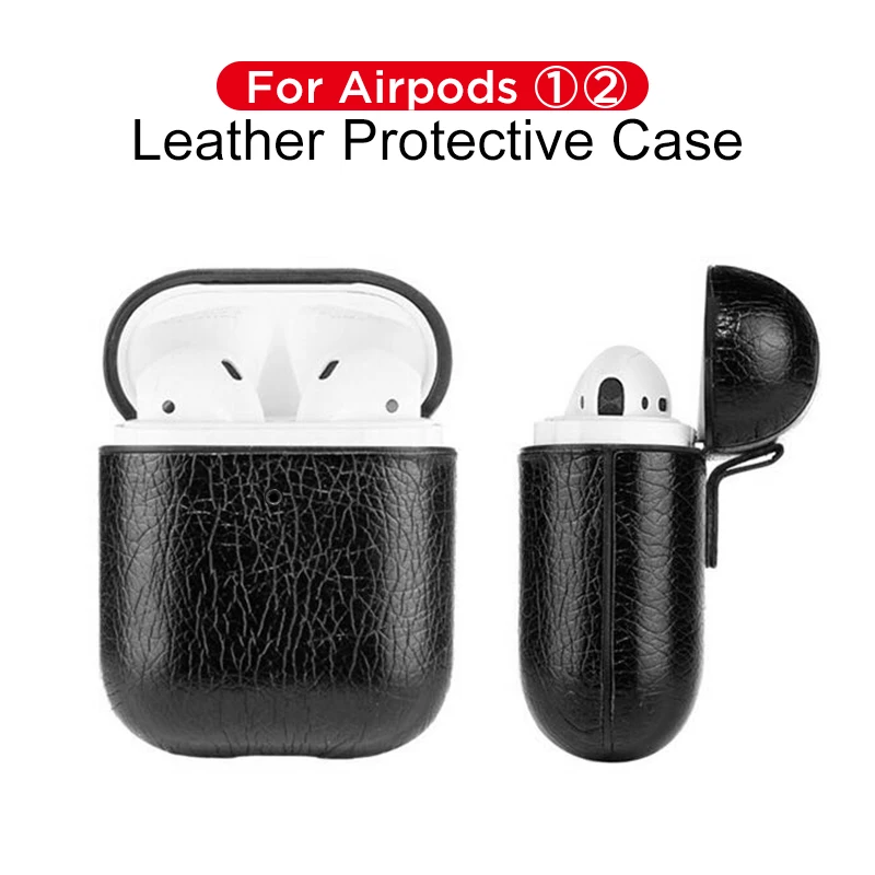 

New Luxury Leather Soft Earphone Case For Airpods 1 2 Charging Box Genuine Cover Wireless Headphone Cases For Apple Air Pods 2nd
