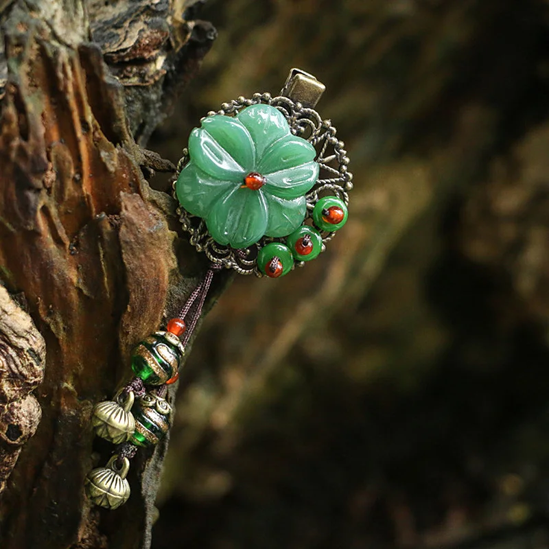 Винтажное глазированное стекло цветок этнический китайский стиль заколка для
