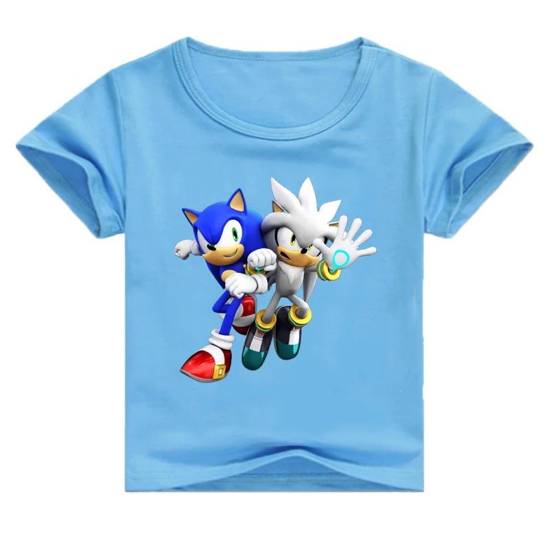 

2-16Y Funny Cartoon Sonic The Hedgehog Game Print T-shirts Costume Boys T Shirt Girls Summer Clothes Kids T-shirt Children Tops