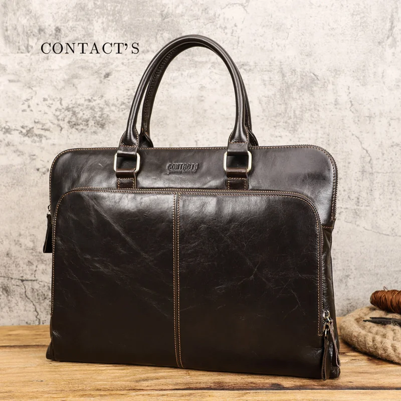 New First Layer Cowhide Men Luxury Trend Messenger Bags Fashion  High-end 16 Inch Laptop Bag Genuine Leather Business Briefcase