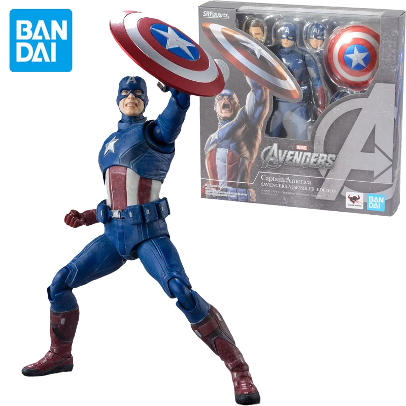 

Фигурки героев аниме Bandai Marvel Legends Мстители, Капитан Америка, 15 см, экшн-фигурки, подвижные сборные суставы