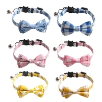 four seasons pet collars floral checkered bowknot cat and puppy collar with bell dog accessories harness dog products