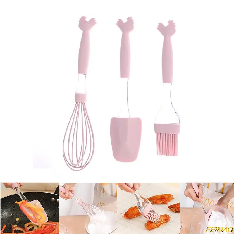 3Pcs/set Silicone Spatula Brush Whisk Baking Tools Accessories Kitchen Utensils Mermaid Tail Design | Дом и сад