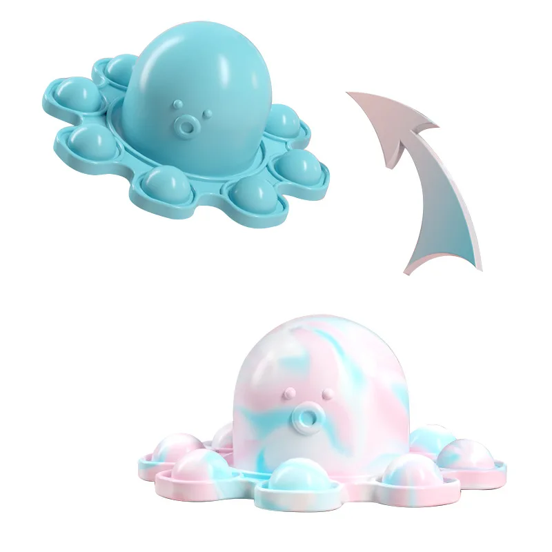 

2021 New Decompression Soft Fingertip Toy Octopus Shape Push Bubble Fingertip Autism Fidget Toy Sensory Luminous Keychain Gifts