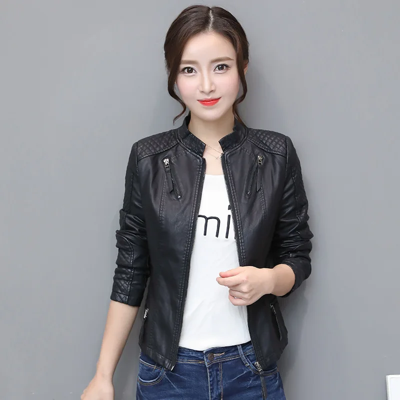 

2020 new women's leather clothes women's short Korean slim fit locomotive PU leather jacket small leather clothes short coat