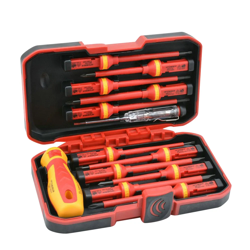 

13pcs VDE Insulated Screw Holder Hex Phillips Slotted Screwdriver Combination Set for Laptops Phone Watch Manual Repair Tools