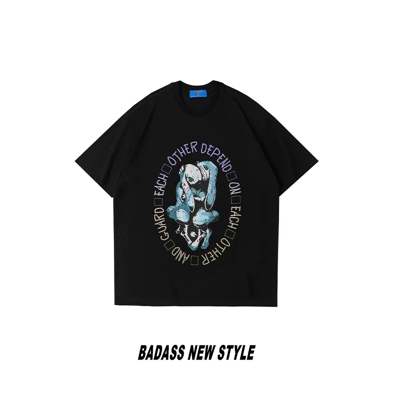 

Men Cool Summer Loose Men/Women T-Shirt Casual Short Sleeve Print T-Shirt HipHop High Street Cartoon T-Shirt Tops Tee