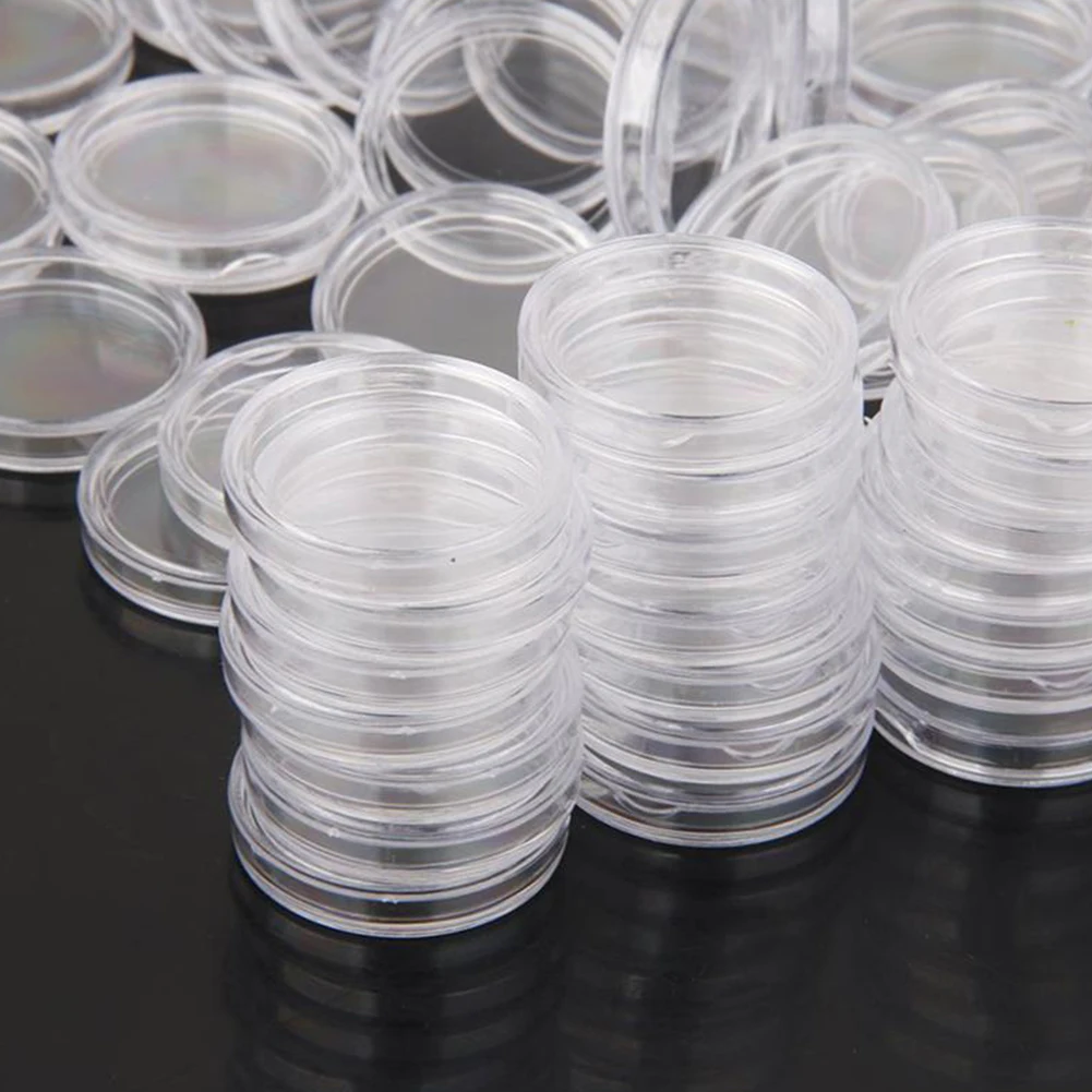 

Storage Case Coin Capsules Container Plastic Transparent Clear Round Box Coins Case Organizer for Storing Small Items 100PCS