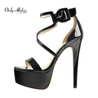 Женские босоножки с открытым носком Onlymaker, босоножки на платформе и высоком каблуке с ремешком на щиколотке, Вечерние Нарядные туфли больших размеров