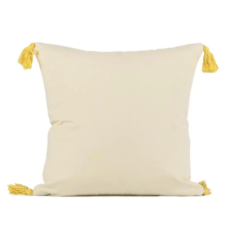 Nordic Linen Hand-Woven Pillow Cover Sofa Cushion Cotton Embroidery Tufted Pillowcase Morocco Geometry Tassel Set | Дом и сад