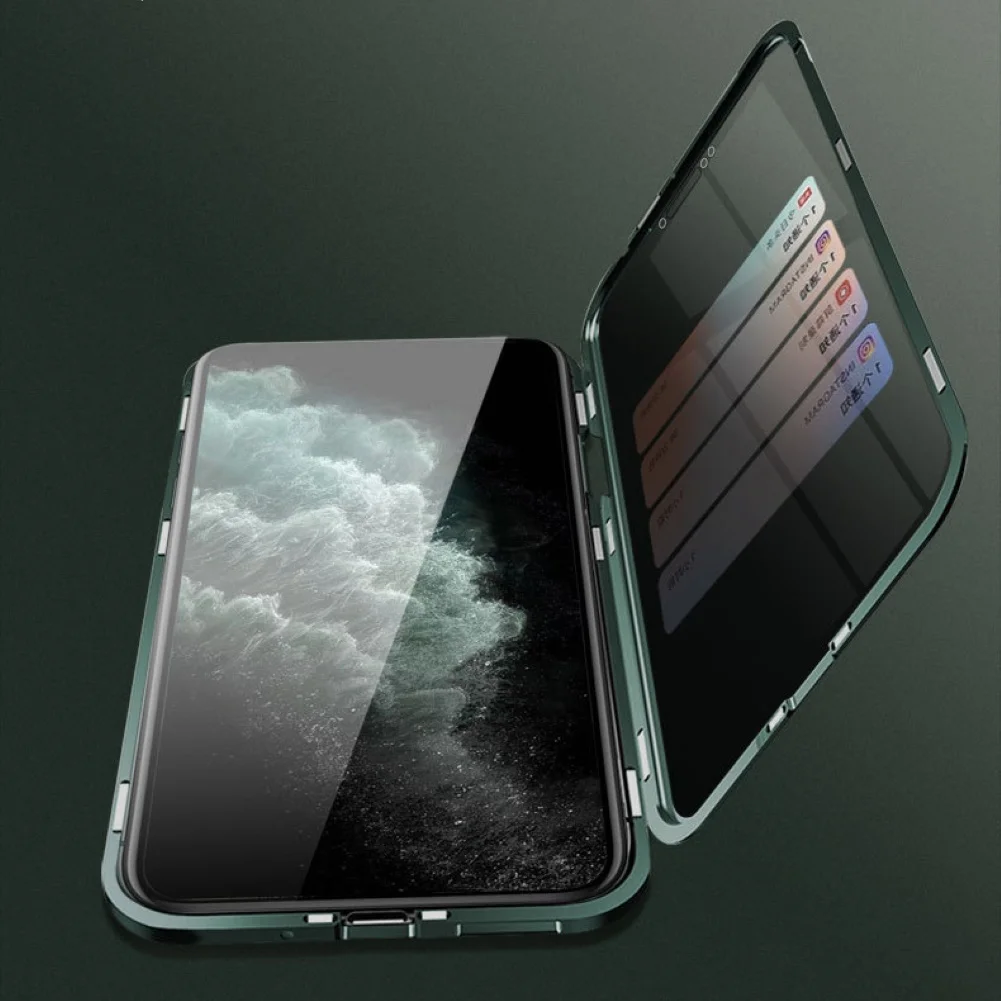 dropshipping double side magnetic privacy protection phone case cover for iphone 11 pro max anti scratch magnetic phone case free global shipping