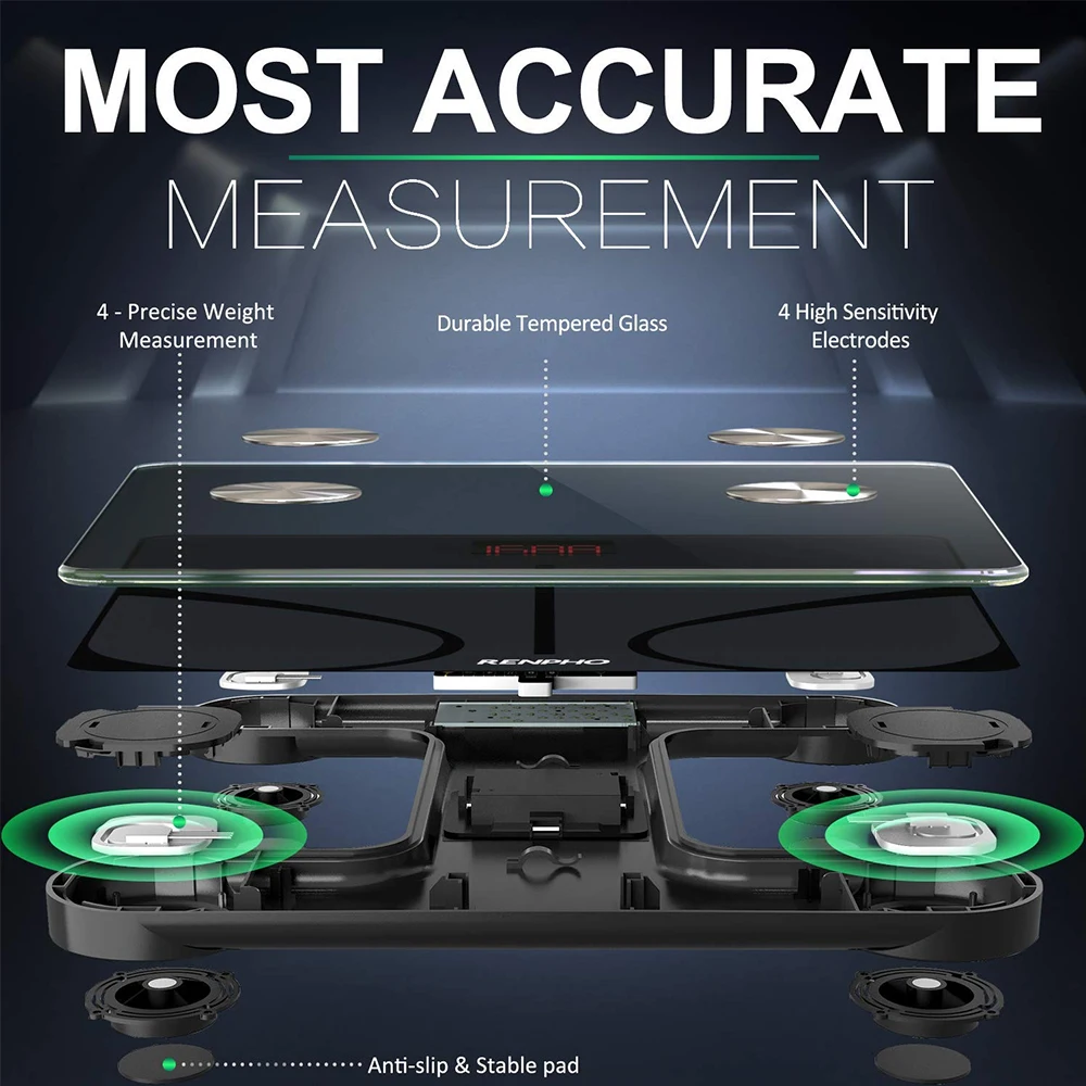 Смарт Bluetooth весы для тела и жира напольные научные Электронные цифровые ванной