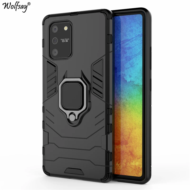 

For Samsung Galaxy A91 Case, Samsung M80s Car Holder Armor Cases Hard PC & Silicone Cover for Samsung A91 A915F/DS with Magnet