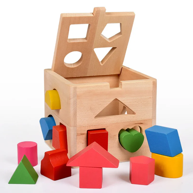 Деревянные развивающие игрушки в виде коробки с 13 отверстиями детские форме и