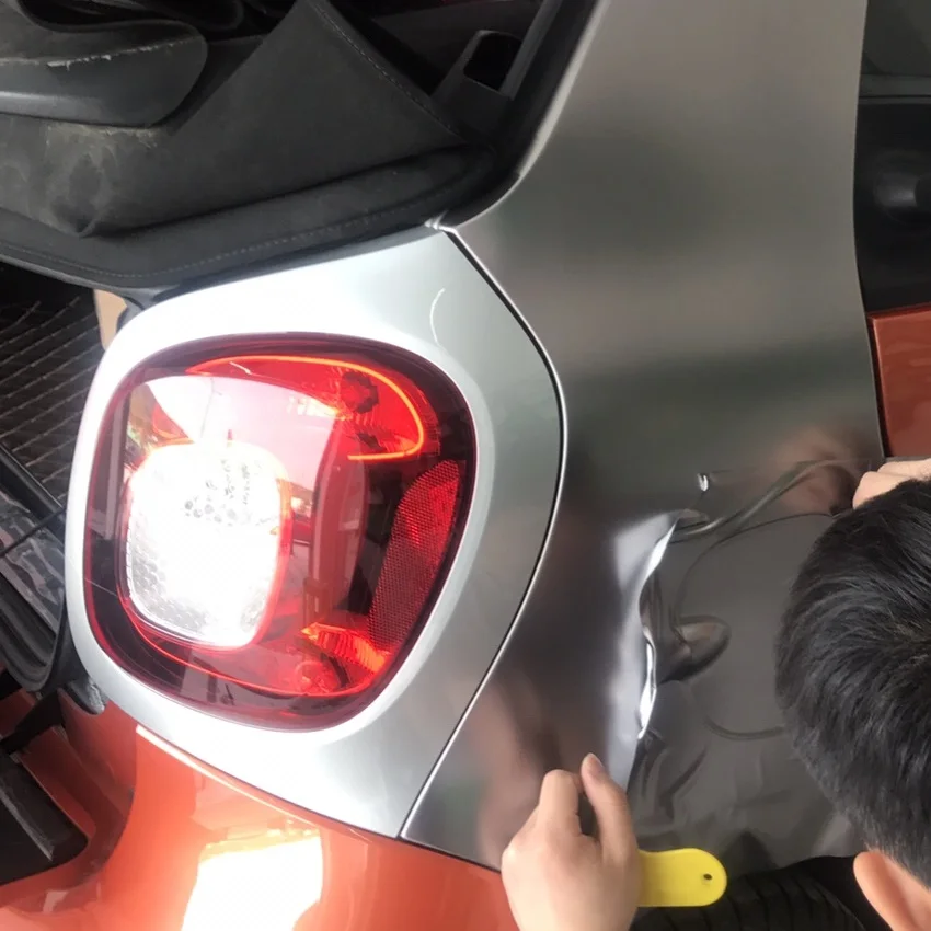 Металлическая матовая серая пленка для кузова автомобиля 2 шт. 50*150 см виниловая с