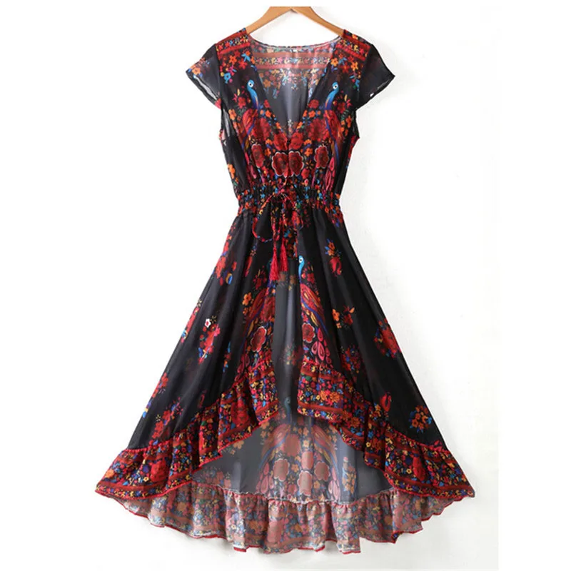 Женское пляжное платье в стиле бохо длинное хлопковое праздничное шикарное для