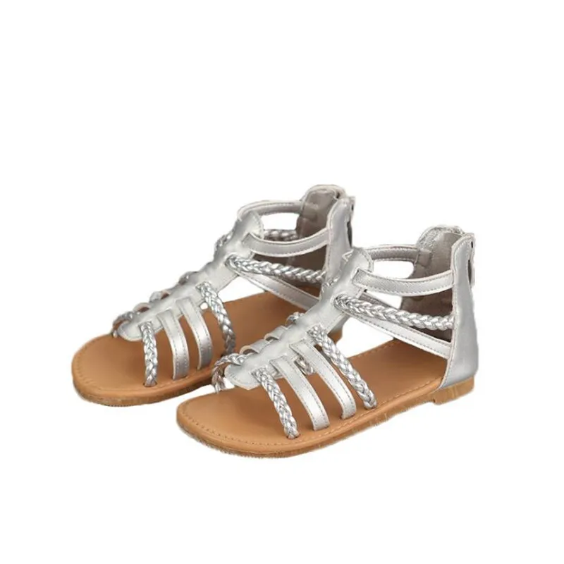 

2019 new summer children's shoes girls leather shoes Fashion Rome beach kids sandals baby strap flat princess shoes
