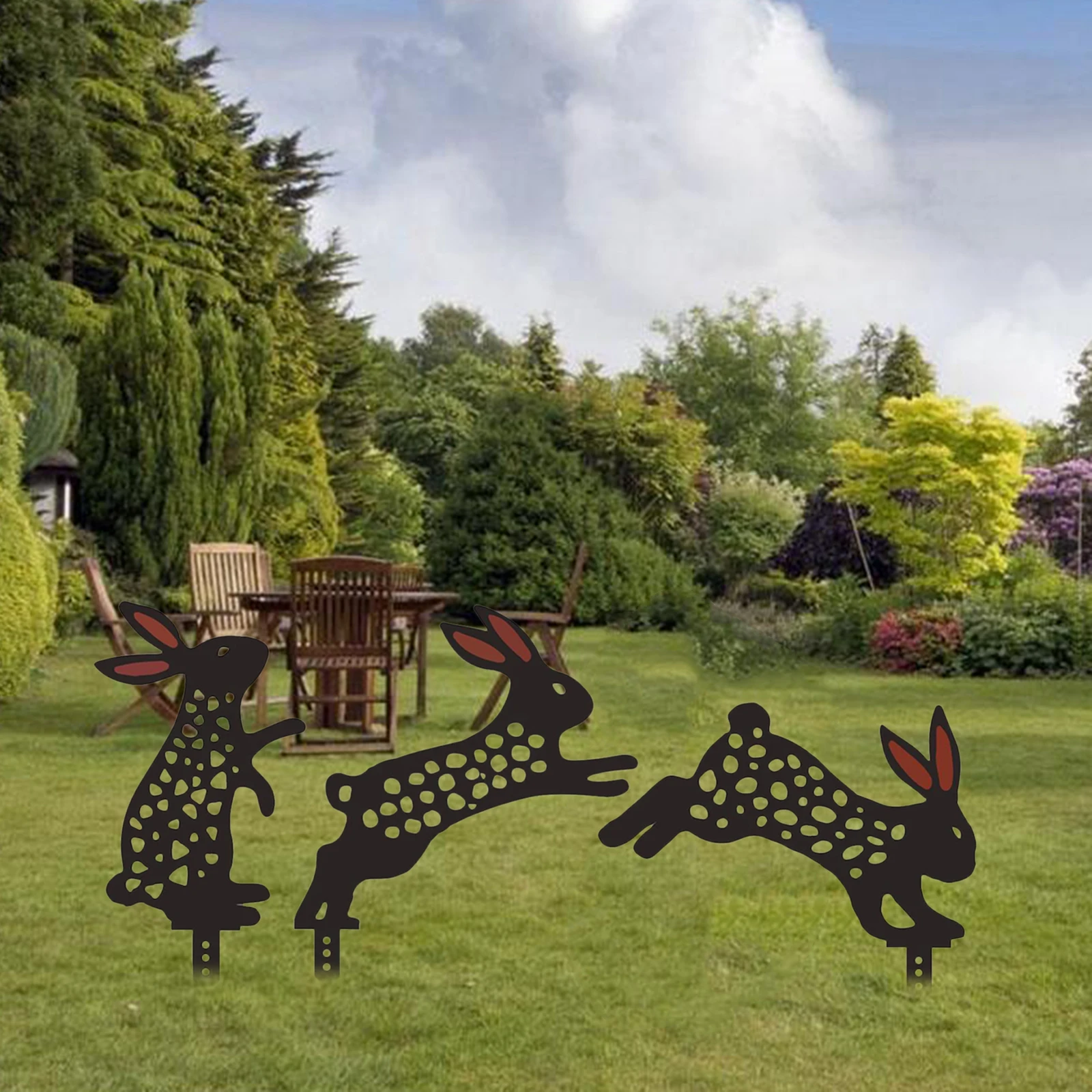 

Rabbit Garden Art Bunny Silhouette Stake Black Bunny Rabbit Garden Stake Yard Art for Lawn Outdoor Patio Home