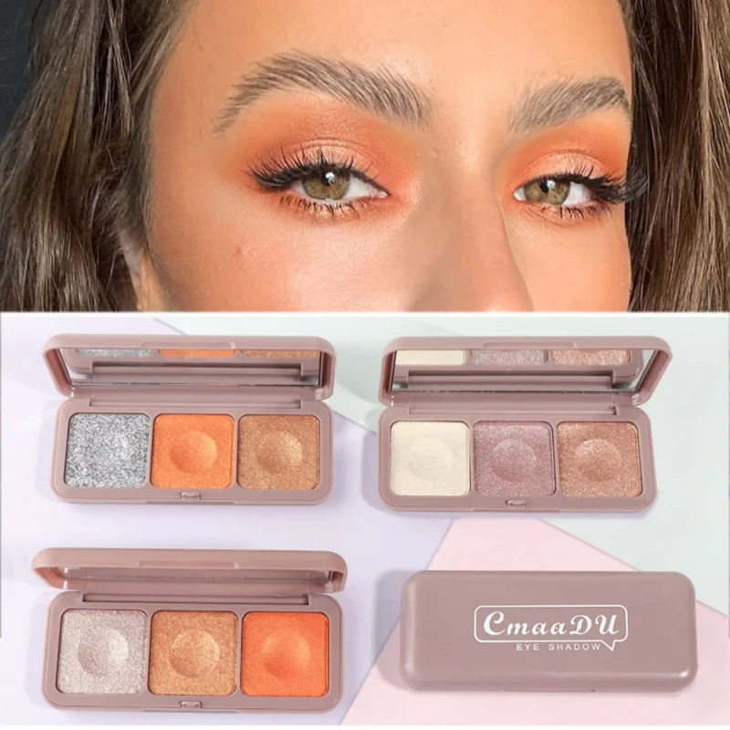 3 Color Glitter Eyeshadow Palette Holographic Shine Polarize Sparkling Pigment Metallic Cosmetics |