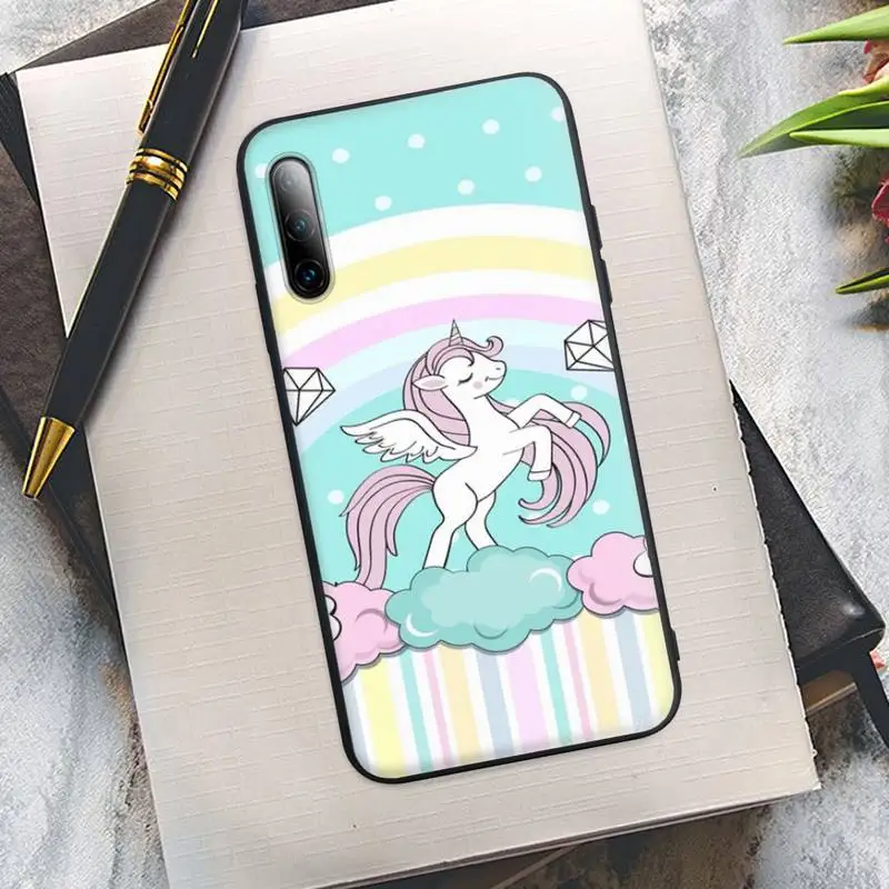 

Cute Unicorn Black Matte Mobile Phone Case Cover For Redmi Note 6 8 9 Pro Max 9s 8t 7 5A 5 4 4x