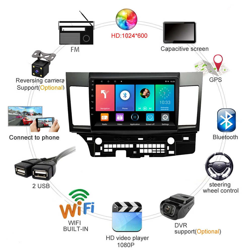 10 1 дюймов 2 Din Android 8 автомобильное радио для Mitsubishi Lancer 2008 2009 2010 2015 Bluetooth Wifi GPS