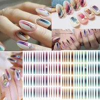 1 sheet gradient striped colorful lines 3d nail art sticker adhesive decal japanese nail accessories for nail decorations 2019