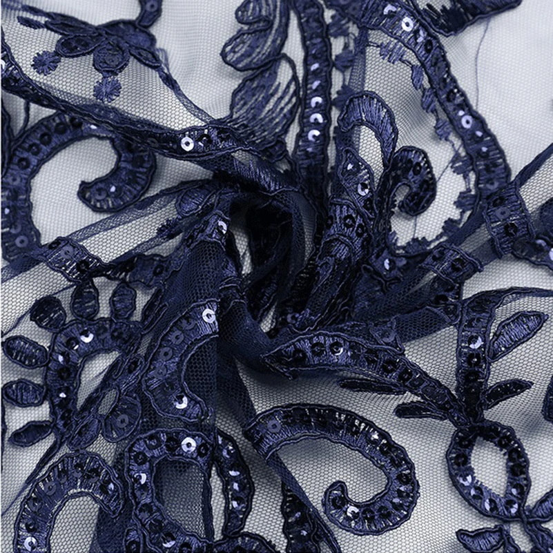 

Fashion Polyester PET Sequin Embroidery Lace Sewing Fabric Quilting Clothes by the Meter