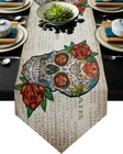 Ретро мексиканский череп, шикарная настольная дорожка, деревенский Свадебный декор, скатерть для торта, скатерть, столовое украшение, Настольная дорожка