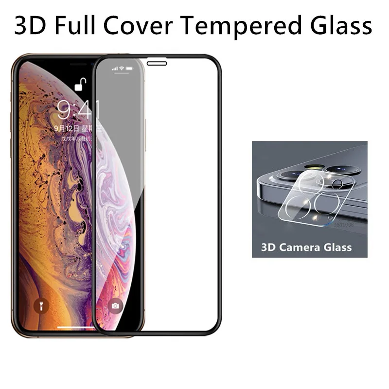 

Закаленное 3d-стекло с полным покрытием камеры для iPhone 11, 12 Pro Max, защитная пленка для экрана, Защитное стекло для iPhone 12 Mini, 11 Pro