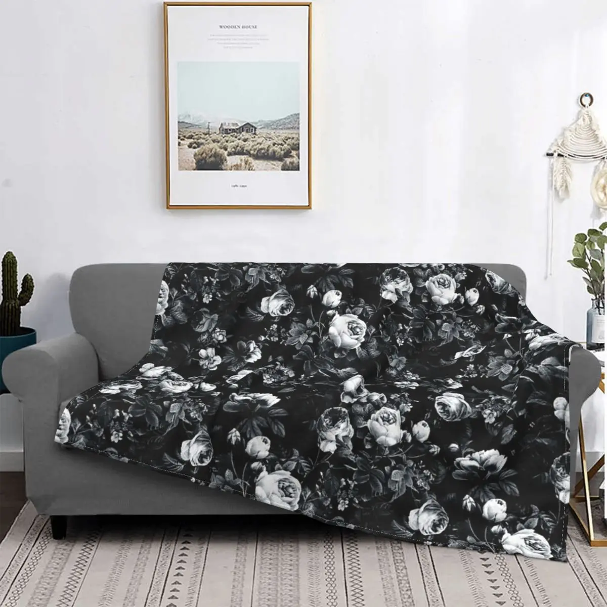 

Roses Black And White Blanket Bedspread Bed Plaid Comforter Throw Blanket Summer Blanket Blanket On The Bed