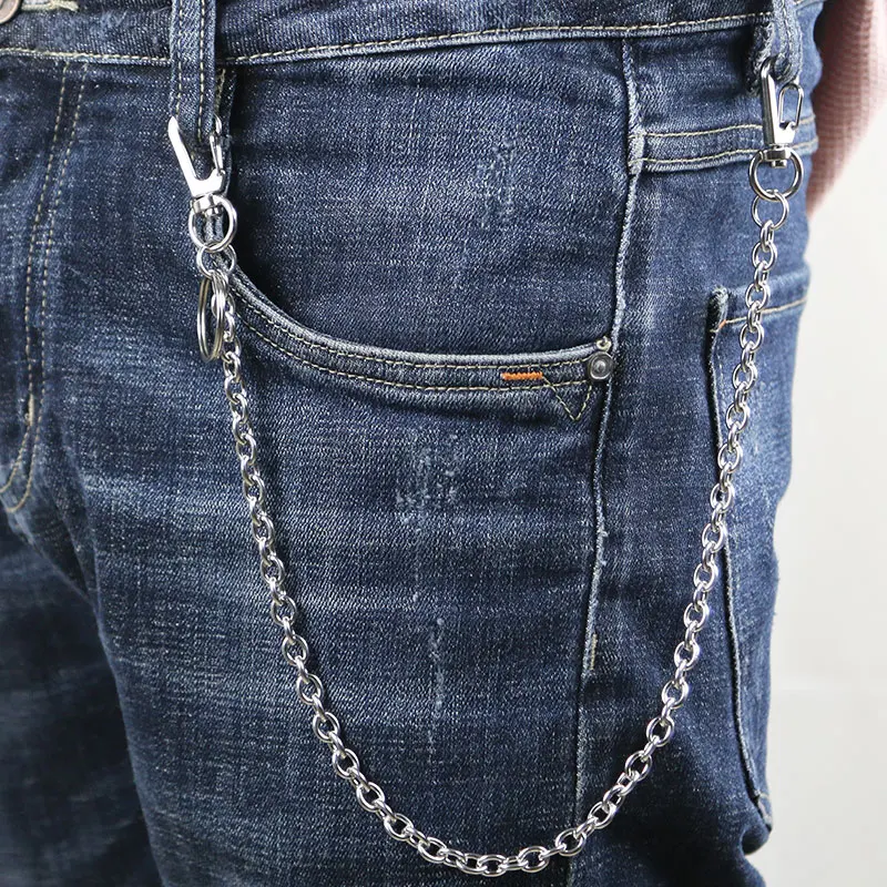 Цепочка-кольцо Мужская из нержавеющей стали длинная металлическая цепь-кошелек