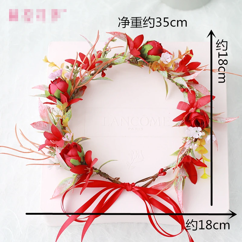 

Hera Garland New Small Rose Artificial Flower Fairy Color Garland Hair Band Bride and Bridesmaid Headdress Wholesale